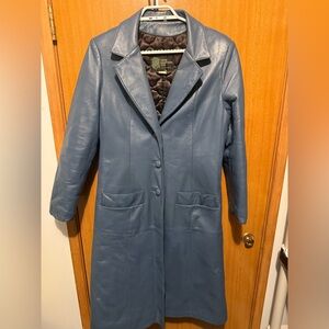 Ami Women's Blue Leather Jacket